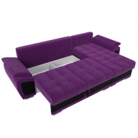 Угловой диван Нэстор (микровельвет фиолетовый чёрный) - Изображение 3